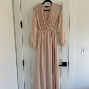 Lulu's light pink Long Sleeve bridesmaid Dress